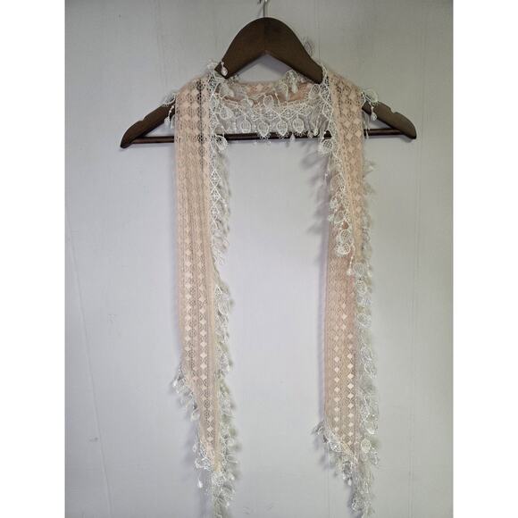 Unbranded Accessories - Delicate Feminine Crochet White And Pink Decorative Scarf